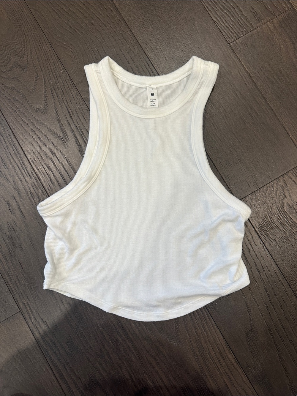 lululemon athletica White Ribbed High Neck Crop Tank